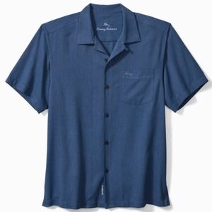 Tommy Bahama Coastal Breeze Silk Islandzone Camp Shirt, Dockside Blue, EUC, XL